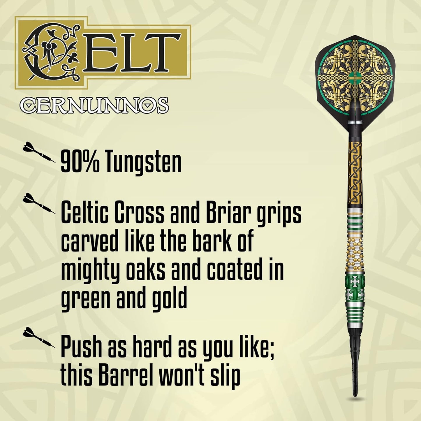 Celt Cernunnos Soft Tip Dart Set 90% Tungsten Pro Throwing Darts Soft Tip Set, Professional – Made in New Zealand – Designed Dart Flights for Women & Men – Plastic Tip Bar Darts for Adults