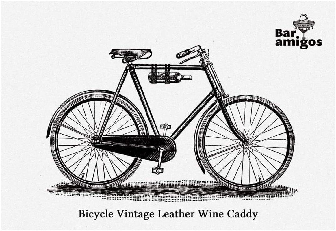 Brown Leather Vintage Bicycle Wine Bottle Holder Mountain Retro Bike Accessory