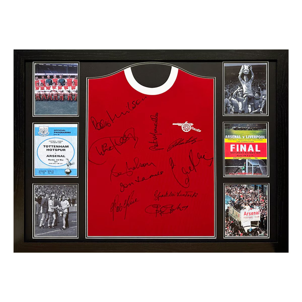 Arsenal 1971 Double Winners Signed Framed Football Shirt