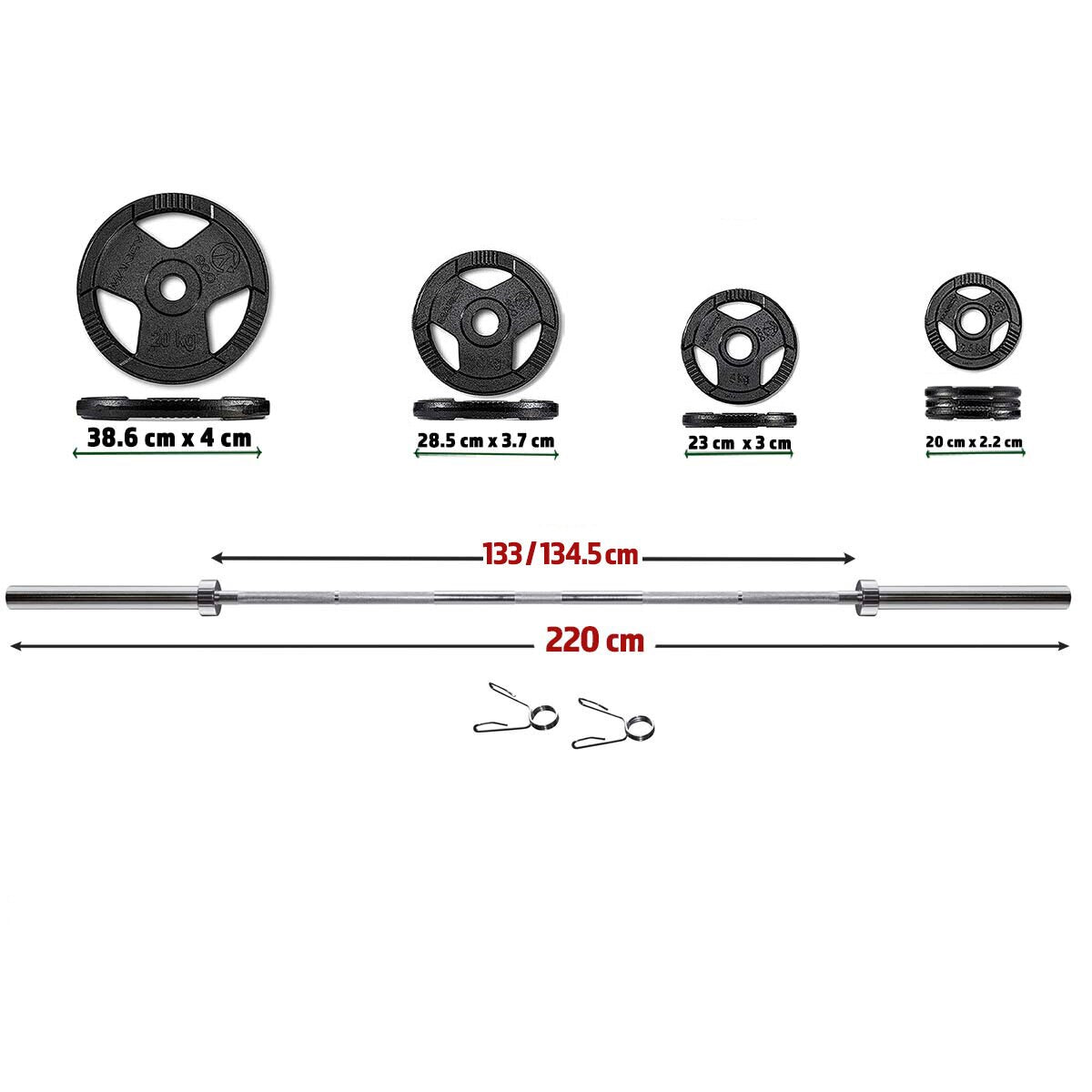 Made in Britain Eco 100Kg Olympic Weight Set with 7Ft Barbell
