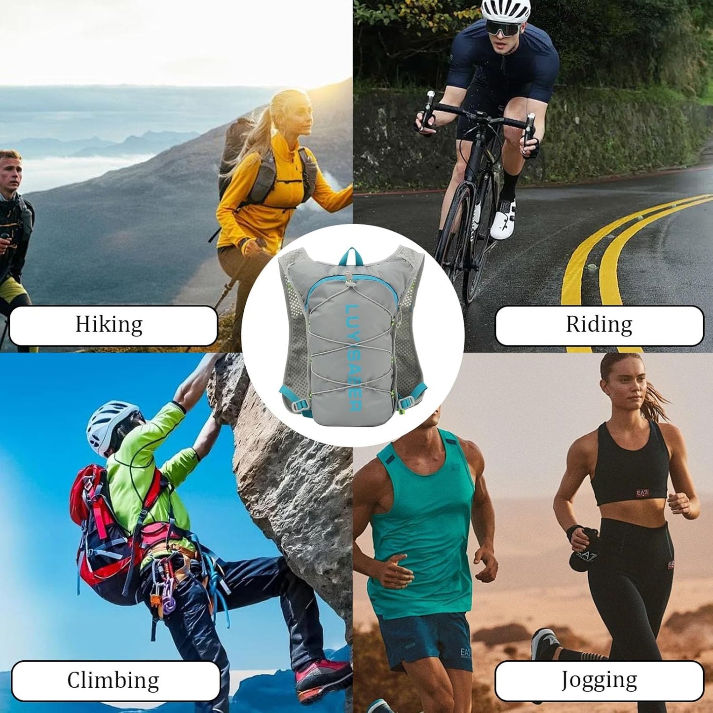 Running Vest,Running Hydration Vest,Breathable Ultra-Lightweight Running Backpack,With Reflective Strips,Micro-Splash Resistant,For Outdoor Cycling Running Climbing Marathon Camping,For Women and Men