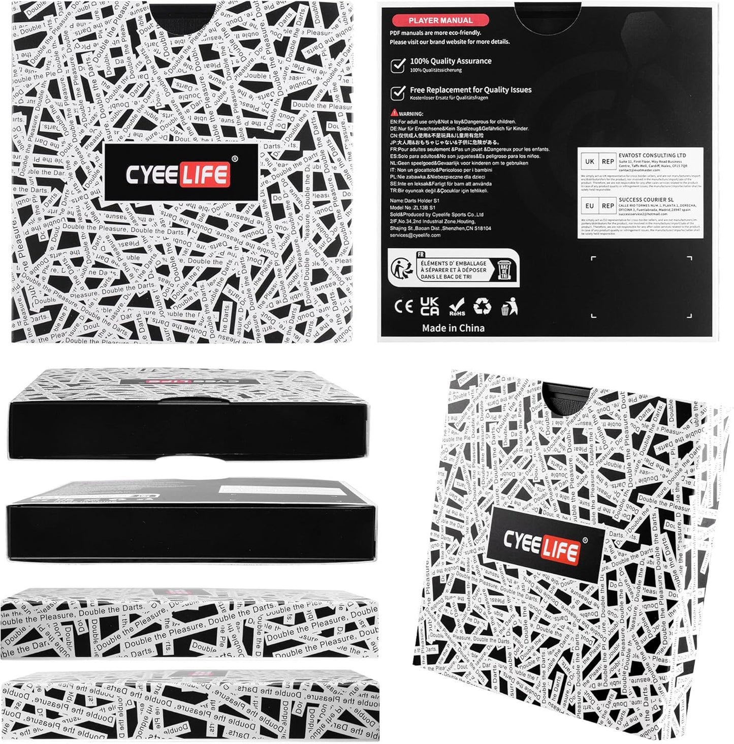 Wall Mounted Darts Holder/Stand,Displays 6 Set of Steel/Soft Tip Darts,Compatible with All Sisal & Electronic Dartboards, Surrounds & Cabinets