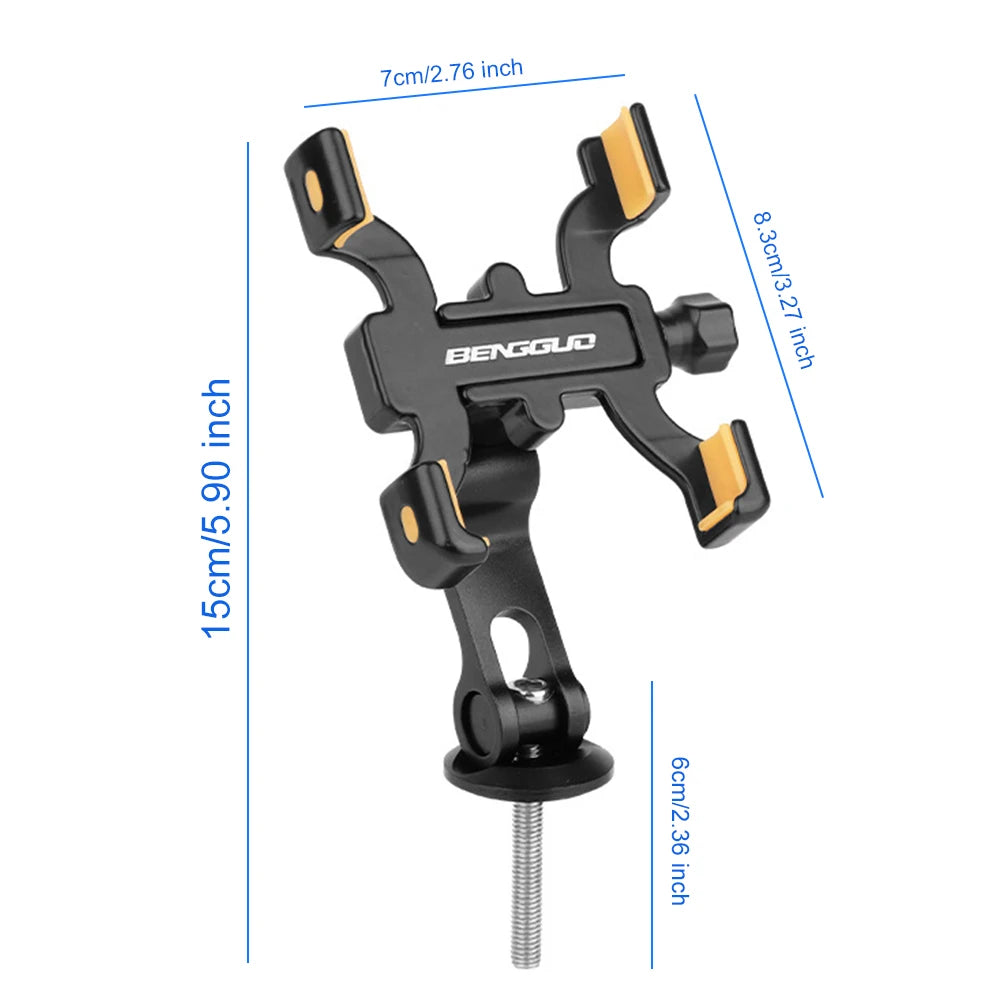 Bike Phone Mount Holder Aluminium Alloy Bike Phone Stand 360° Rotation Cycling Phone Holder for Iphone Xiaomi 60-95Mm Phones