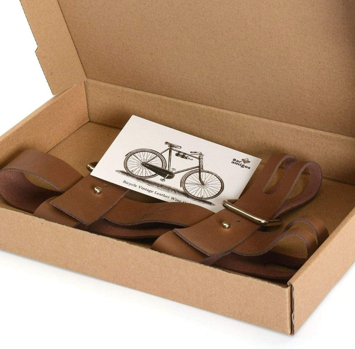 Brown Leather Vintage Bicycle Wine Bottle Holder Mountain Retro Bike Accessory