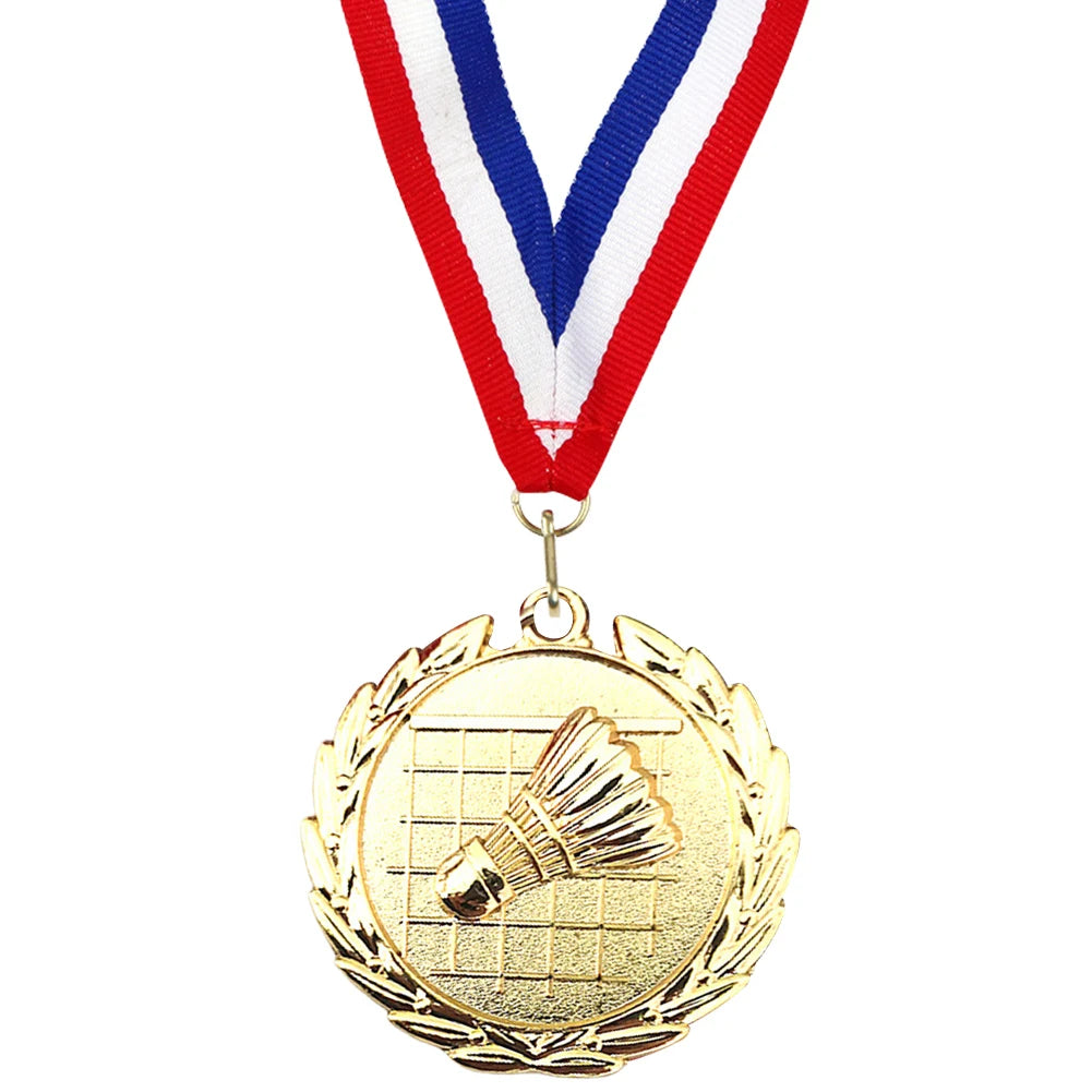 5Cm Badminton Medal Sports Medals with Neck Ribbon Metal Winner Medals Badminton Award Medals for Games Sports Competitions