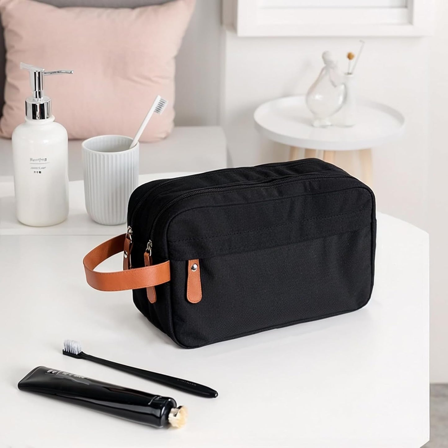 Toiletry Bag for Men and Women Portable Travel Wash Bag Travel Toiletry Wash Bag with Handle Lightweight Dopp Kit Toiletries Cosmetic Organizer Bagshaving Bag for Toiletries Accessories