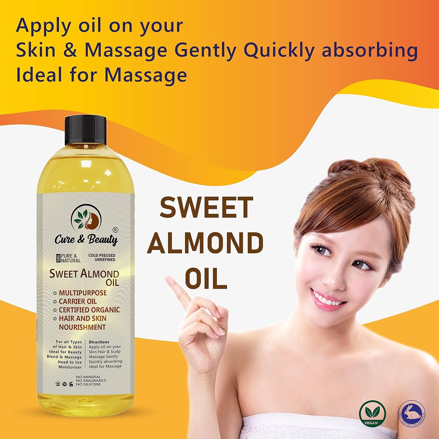 Sweet Almond Oil – 100% Pure Certified (250Ml) for Skin, Hair, Massage, Nails, Face, Body, Stretch Marks - Skin Care, Carrier Oil - |Vegan| (PACK of 2)