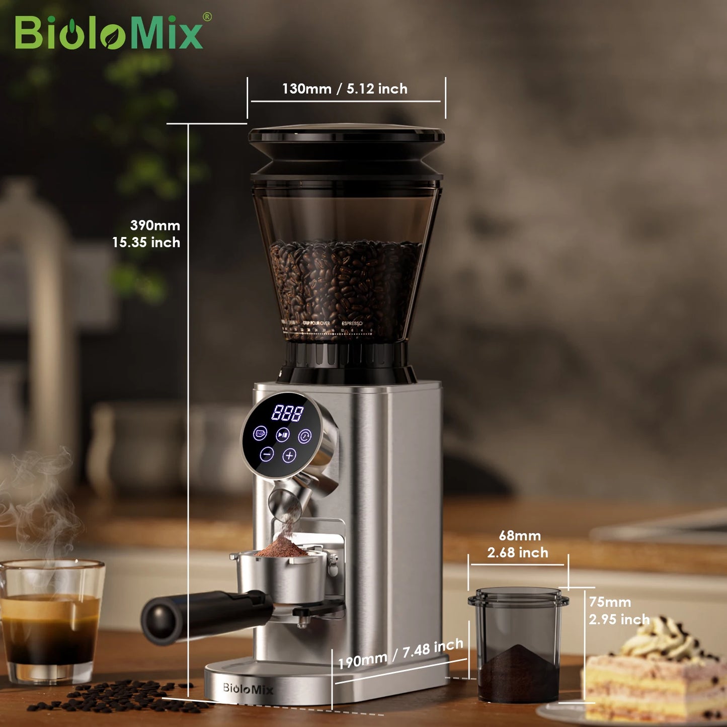 Electric Conical Burr Coffee Grinder with Removable Holder,With 48 Grind Settings Adjustable,For Espresso Coffee