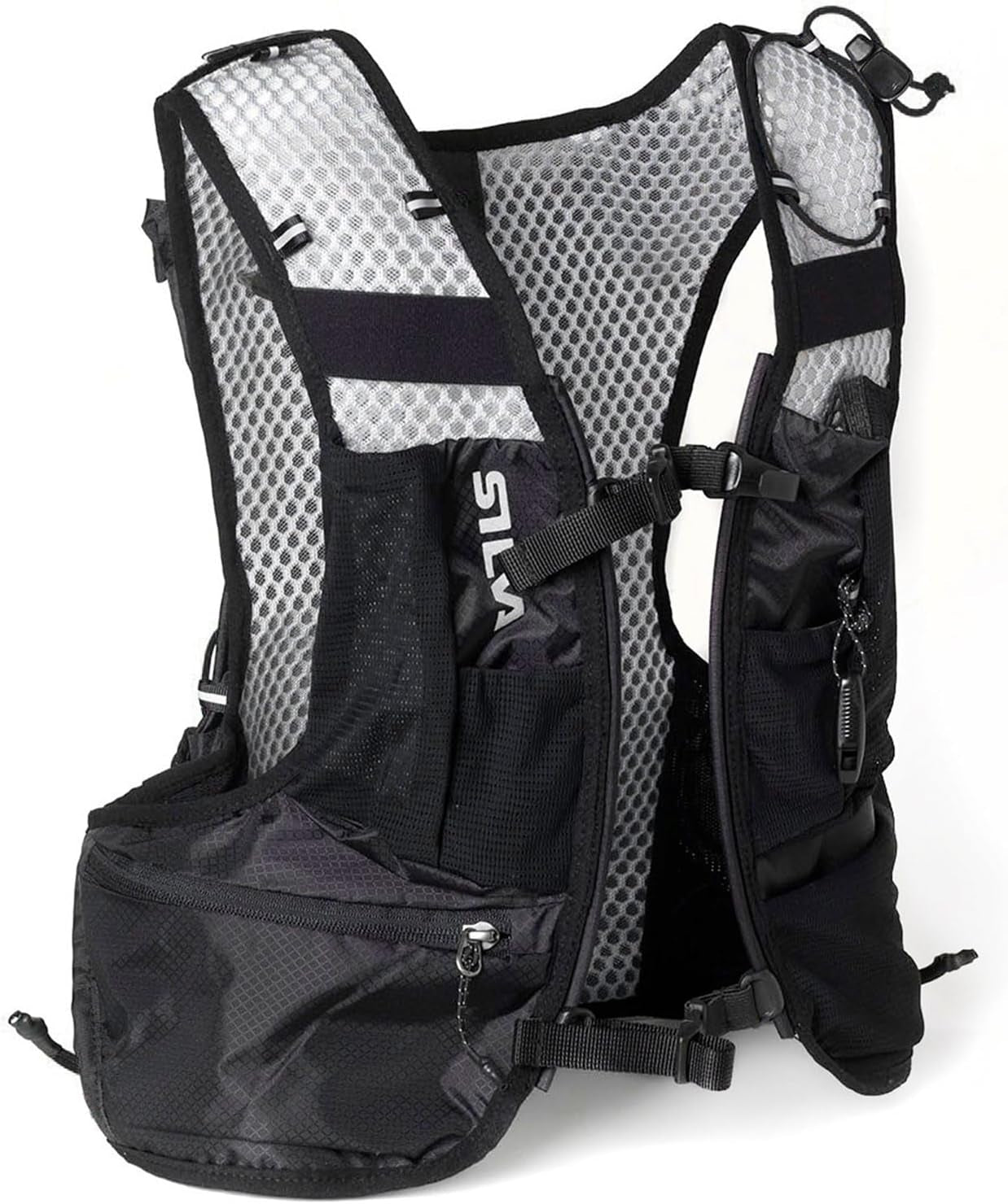 Black Running Vest with Water Bottles - Strive Light 5 or 10 Litres Pack Volume - Lightweight Running Backpack for Men and Women - Two 240 Ml Soft Flasks Included - Trail Running Vest
