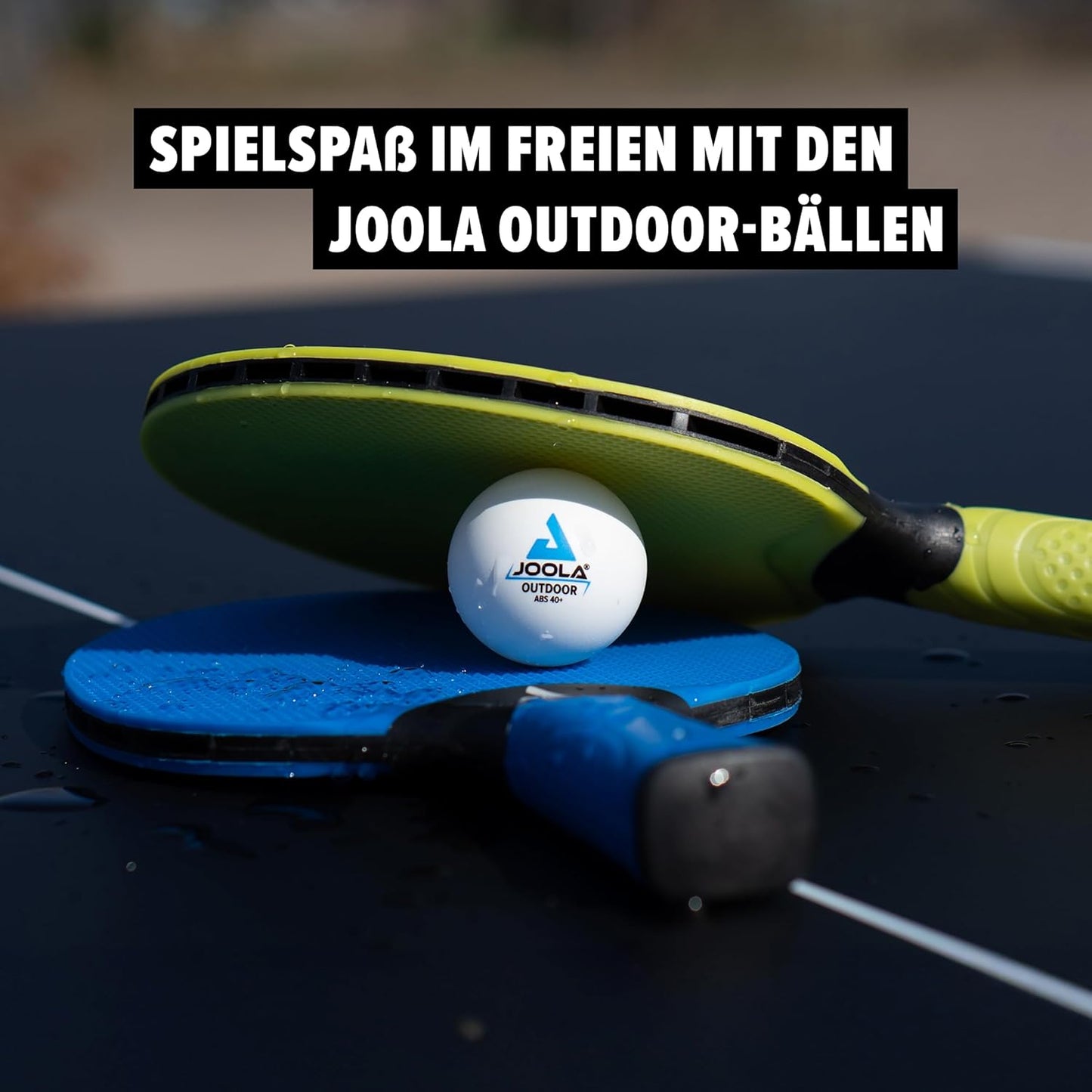 Tischtennis Set Vivid Outdoor 2 Tischtennisschläger + 3 Tischtennisbälle + Tischtennishülle, Lime/Blau, 6-Teilig