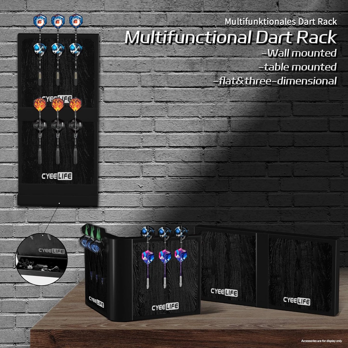 Plastic Darts Stand&Holder Black for 12 Soft and Steel Darts,Assemblable and Detachable Pro Dartboard Accessories