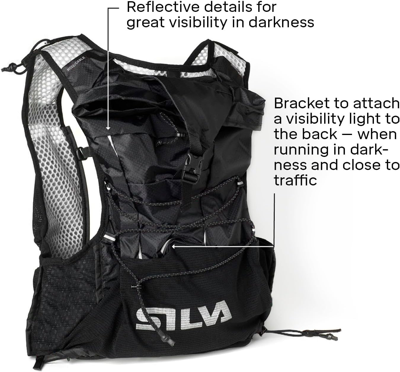 Black Running Vest with Water Bottles - Strive Light 5 or 10 Litres Pack Volume - Lightweight Running Backpack for Men and Women - Two 240 Ml Soft Flasks Included - Trail Running Vest