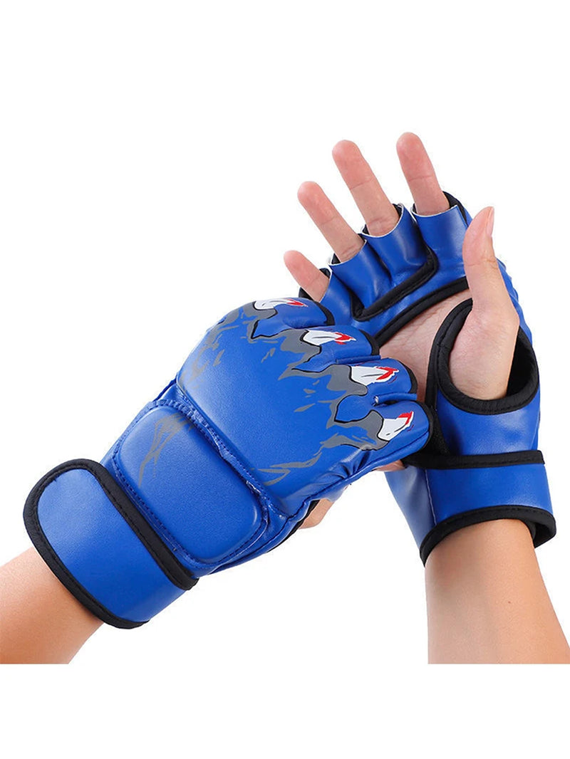 Unisex Kickboxing Gloves PU Leather Sparring Punching Gloves Wear Resistant Fingerless for Boxing Kickboxing Muay Thai MMA