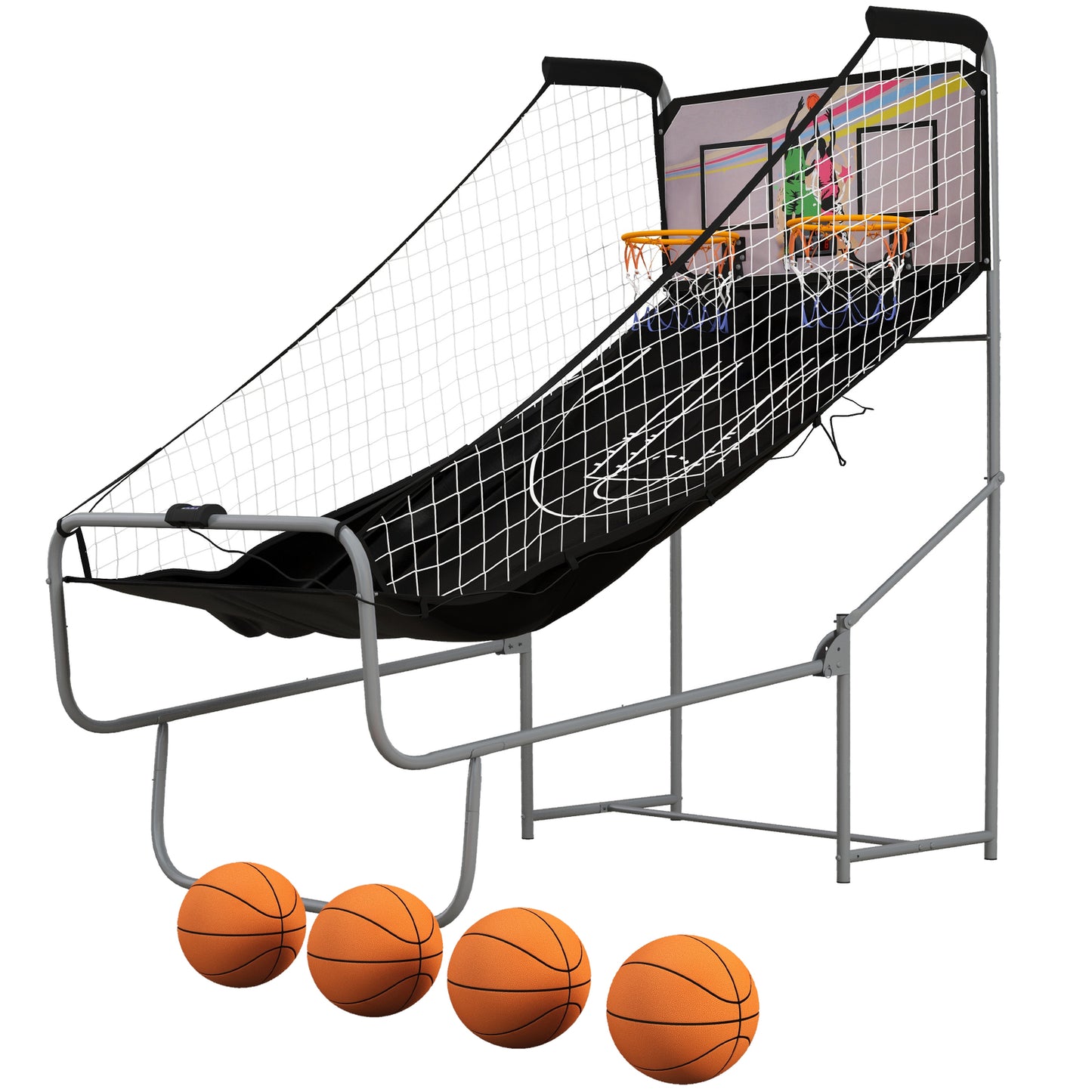 SPORTNOW Basketball Arcade Game with Double Hoops, Electronic Scorer