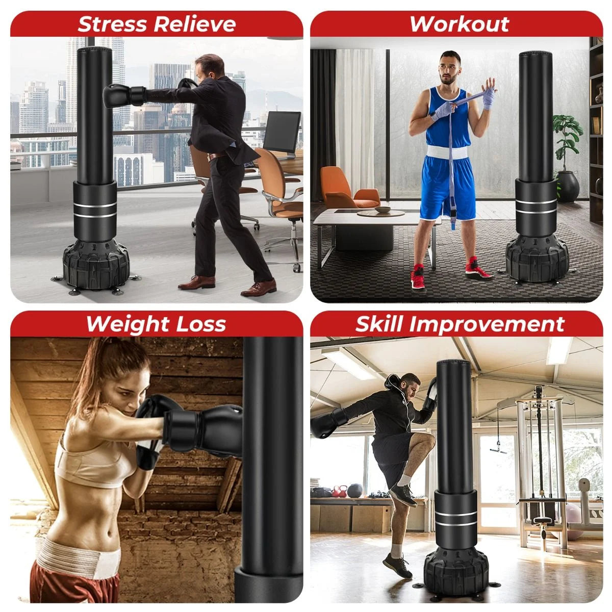 Boxing Bag with Boxing Gloves and Suction Cup Base