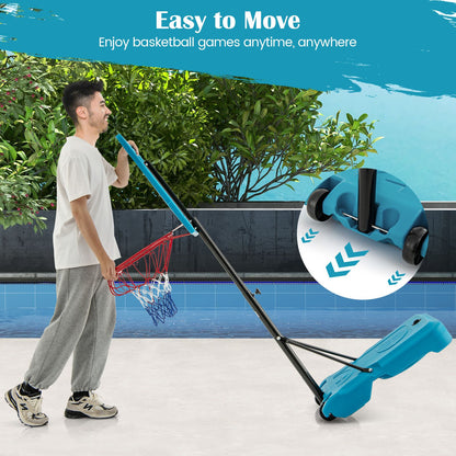Swimming Pool Basketball Hoop Adjustable with Fillable Base and Wheels