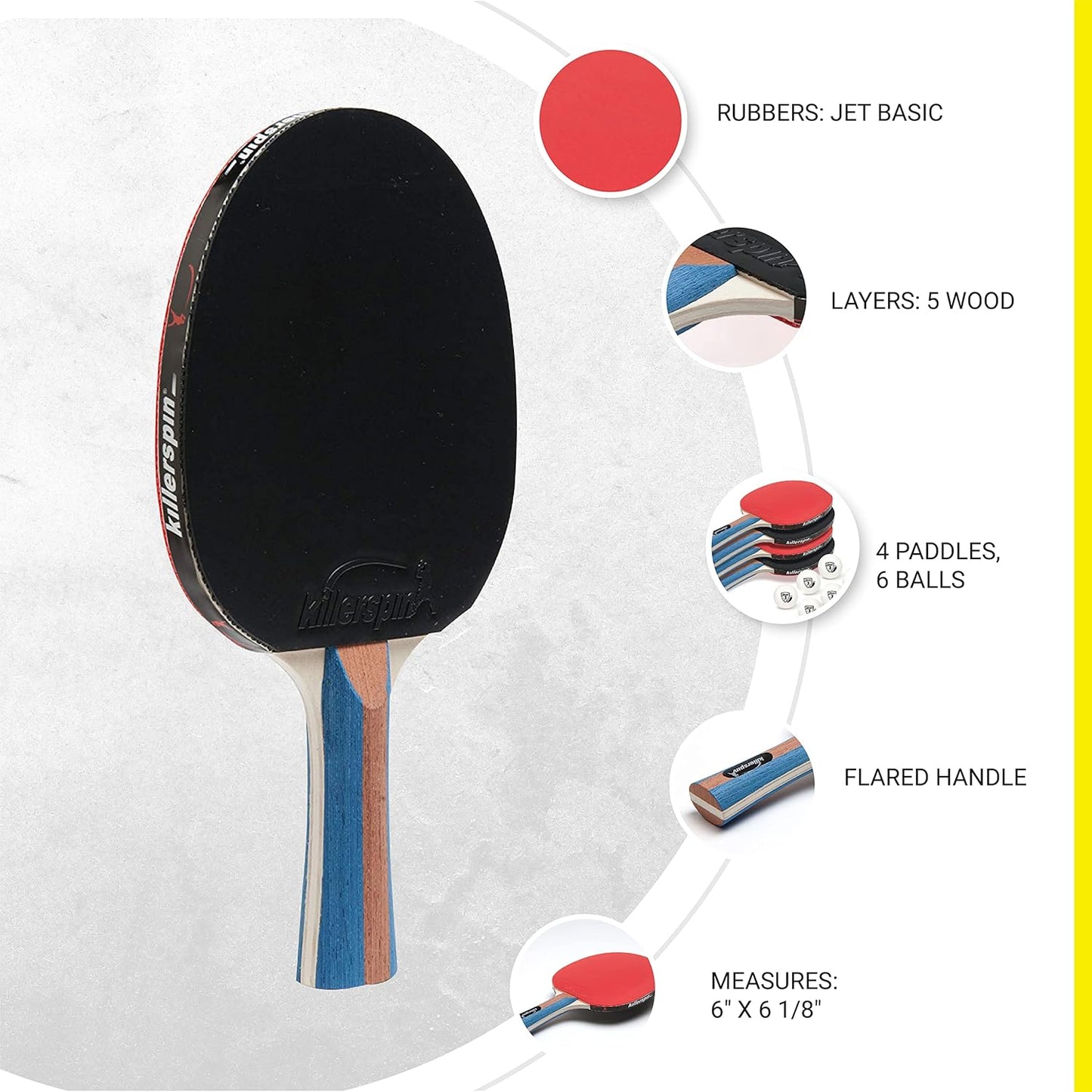 - Jet Set of 4 Table Tennis Paddle - 4 Ping Pong Paddles and 6 Ping Pong Balls - Perfect Table Tennis Paddle for Beginner to Advanced Players - Premium Quality