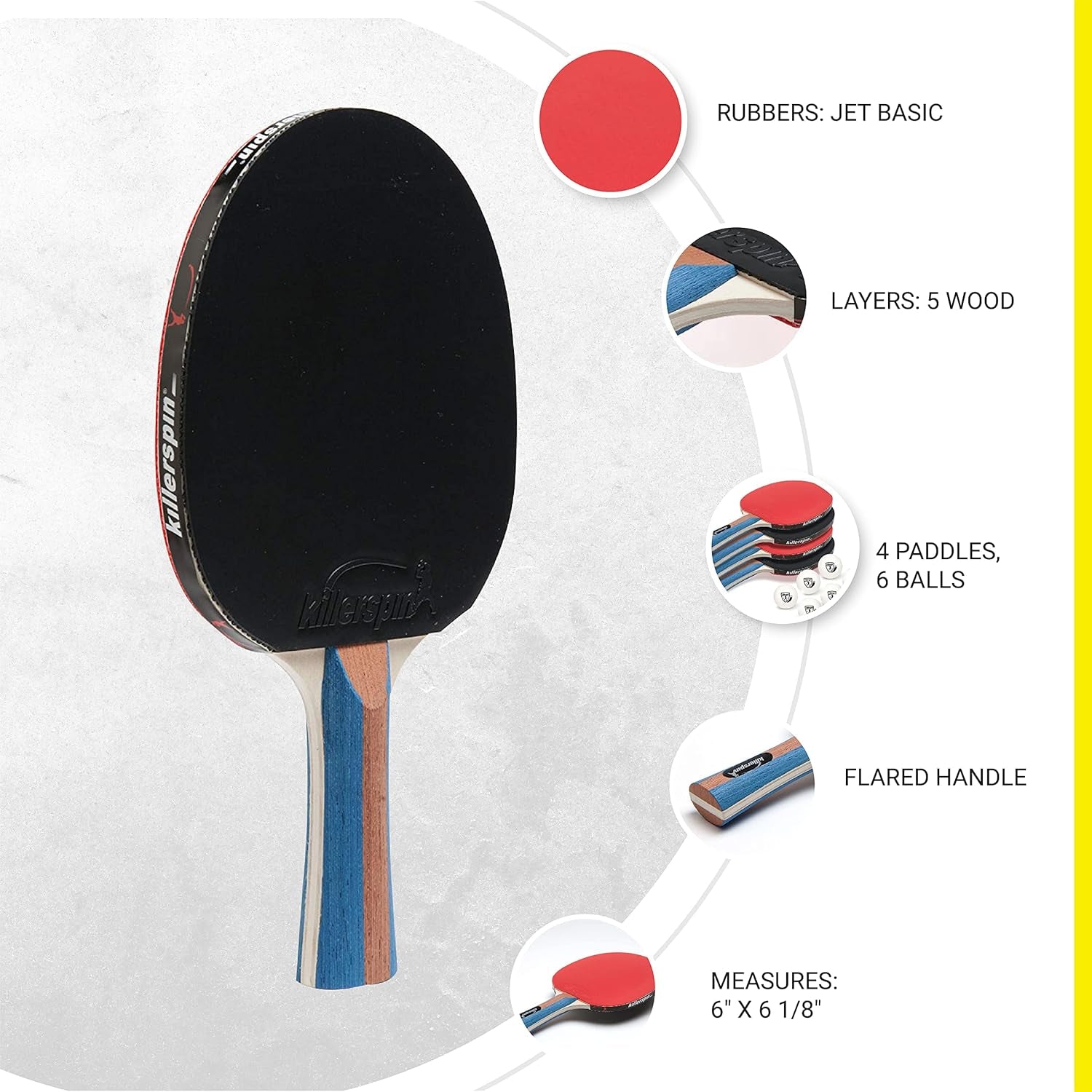- Jet Set of 4 Table Tennis Paddle - 4 Ping Pong Paddles and 6 Ping Pong Balls - Perfect Table Tennis Paddle for Beginner to Advanced Players - Premium Quality
