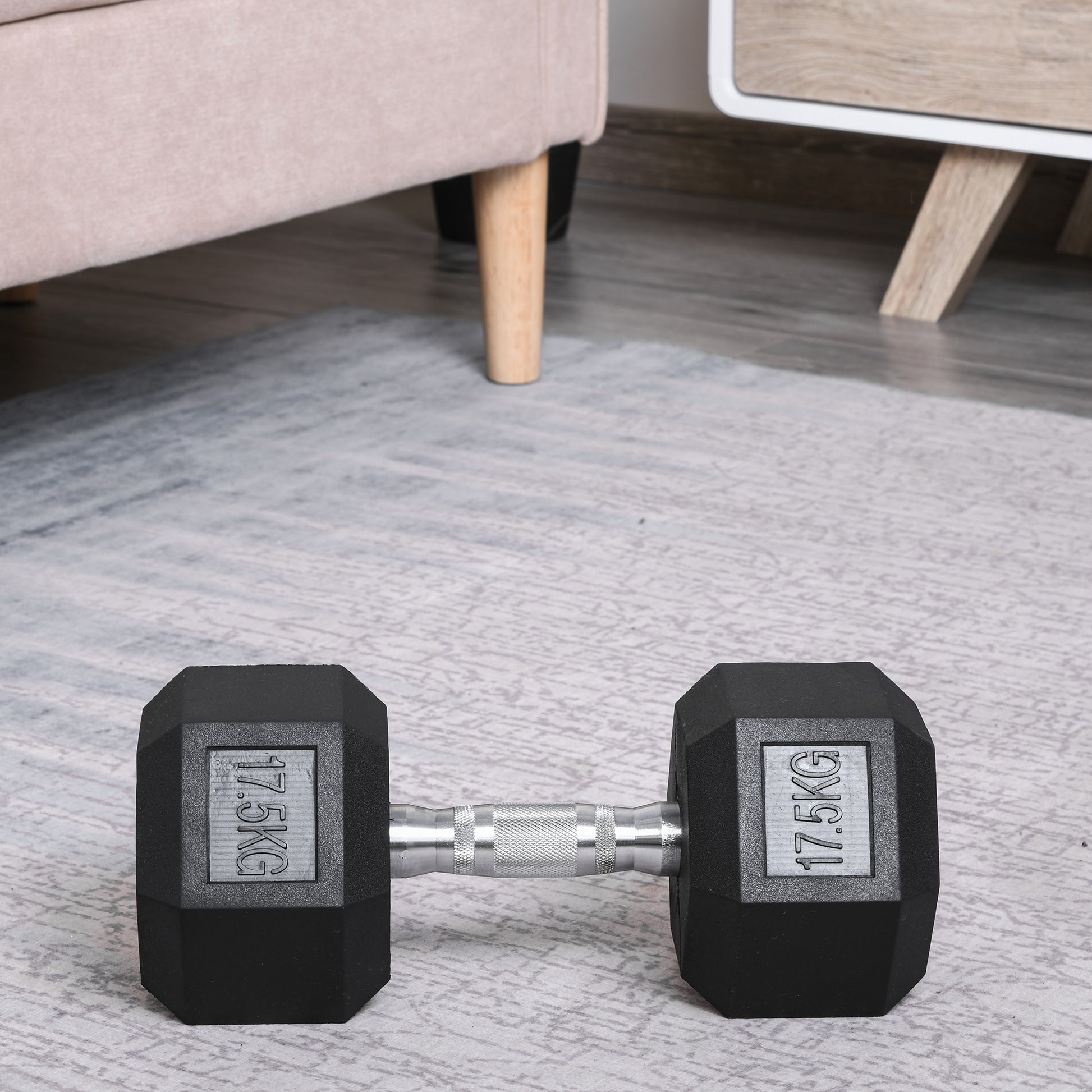 Single Rubber Hex Dumbbell Encased Ergo Weights Home Exercise Gym Fitness