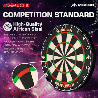 DB023 Samurai II | Professional Competition Standard Dartboard with Ultra Thin Wire Construction and Non Fade Colours