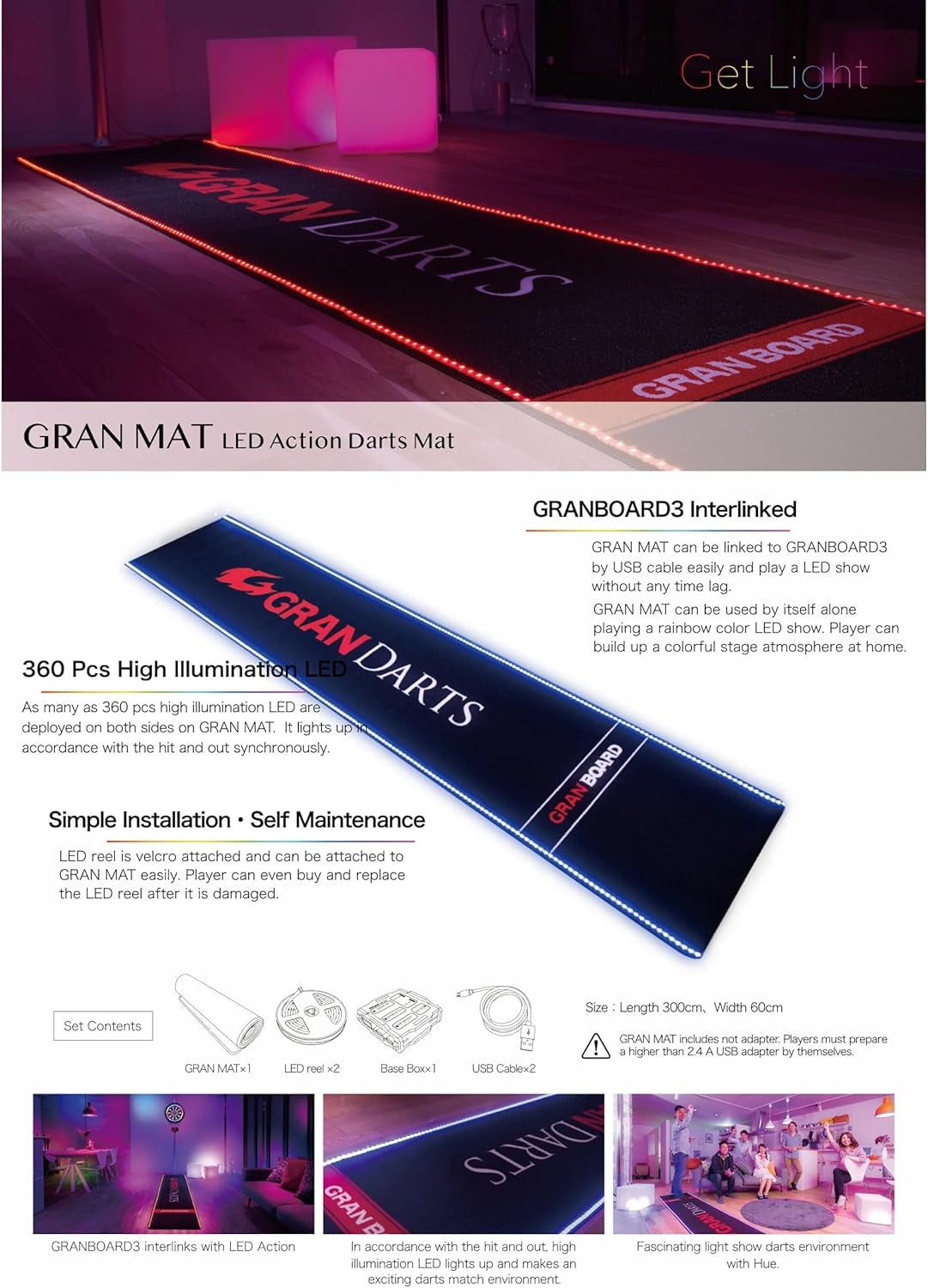 LED Darts Mat, Multi-Coloured
