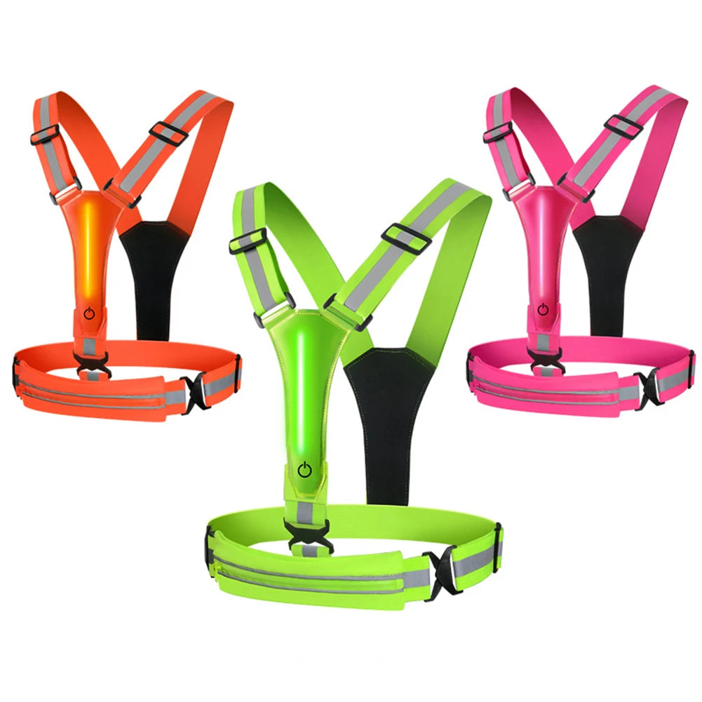 LED Reflective Vest Light up Vest High Visibility Running Gear USB Rechargeable 3 Light Modes for Outdoor Night Running Walking