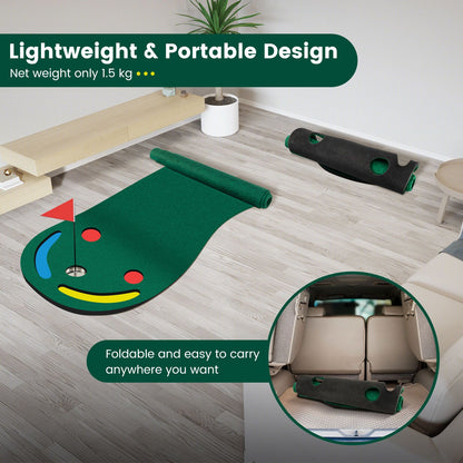 Golf Putting Green Set with 3 Putting Cups 1 Flag and Golf Hole Covers