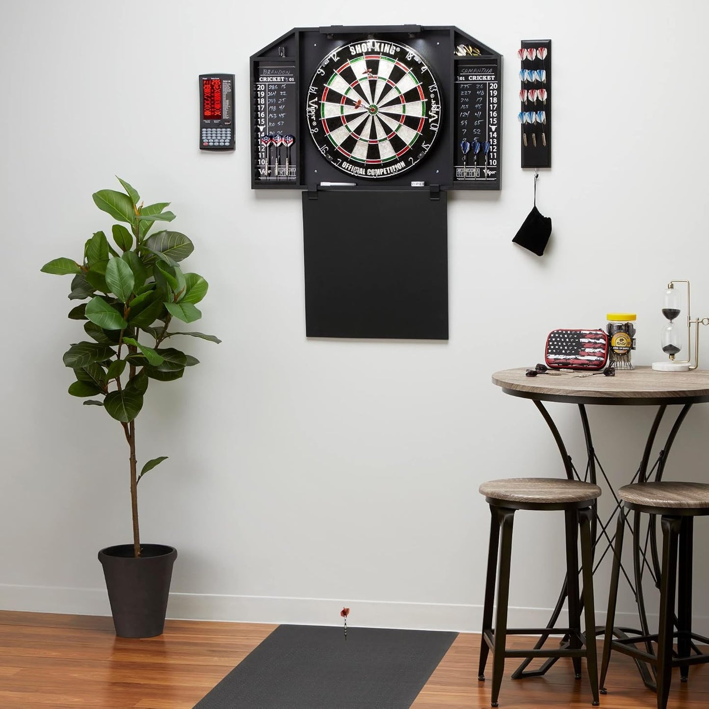 by GLD Products Padded Throw/Toe Line Dart Mat (Steel and Soft Tip Darts), Black, 117" Length X 24" Width X 125 Mil Thickness
