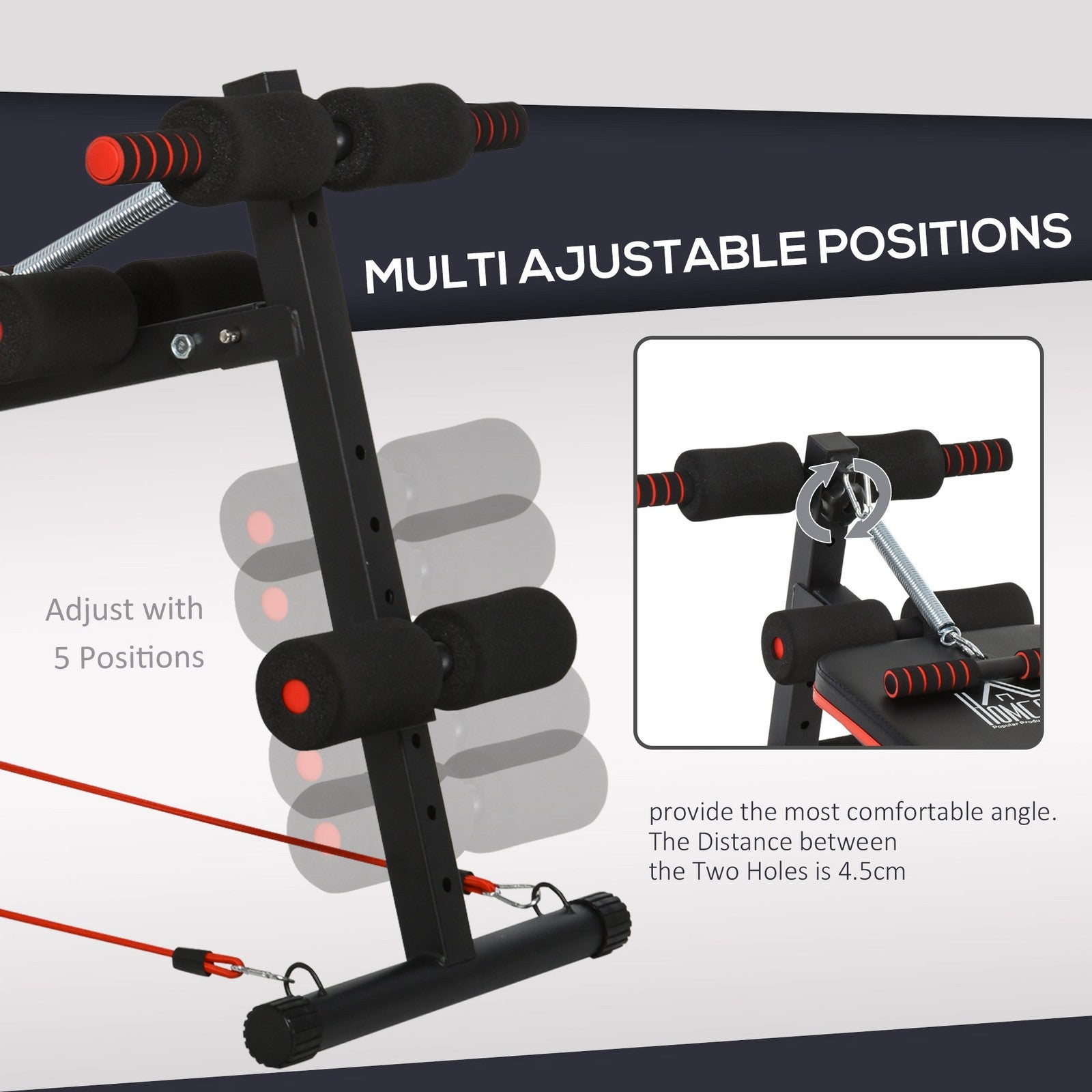 Foldable Sit up Bench Core Workout Fitness Home Gym Trainer W/ Arm Pulling Rope