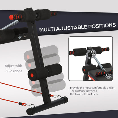 Foldable Sit up Bench Core Workout Fitness Home Gym Trainer W/ Arm Pulling Rope