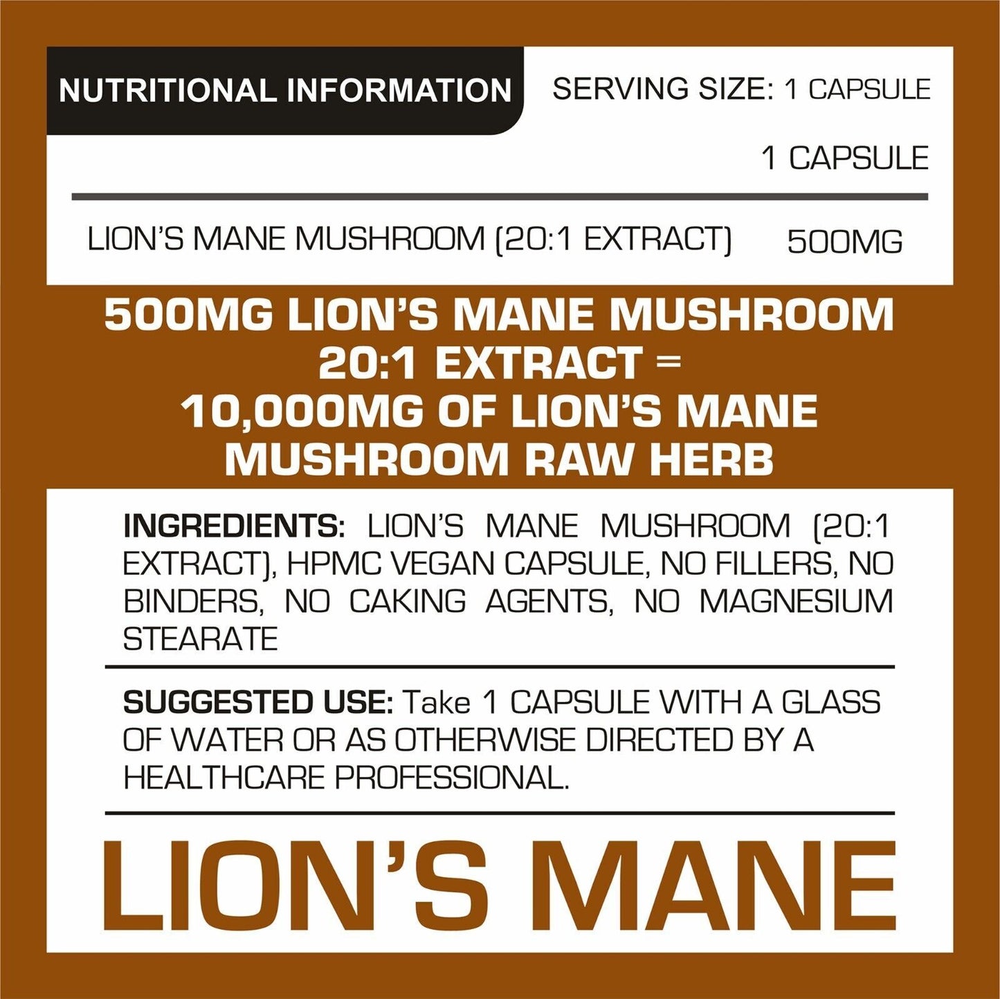 Lions Mane Mushroom Extract Capsules 10,000Mg 240Mg Polysaccharide