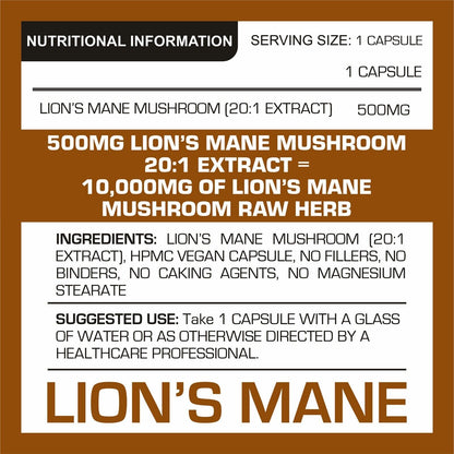 Lions Mane Mushroom Extract Capsules 10,000Mg 240Mg Polysaccharide