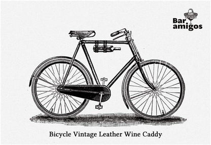 Brown Leather Vintage Bicycle Wine Bottle Holder Mountain Retro Bike Accessory