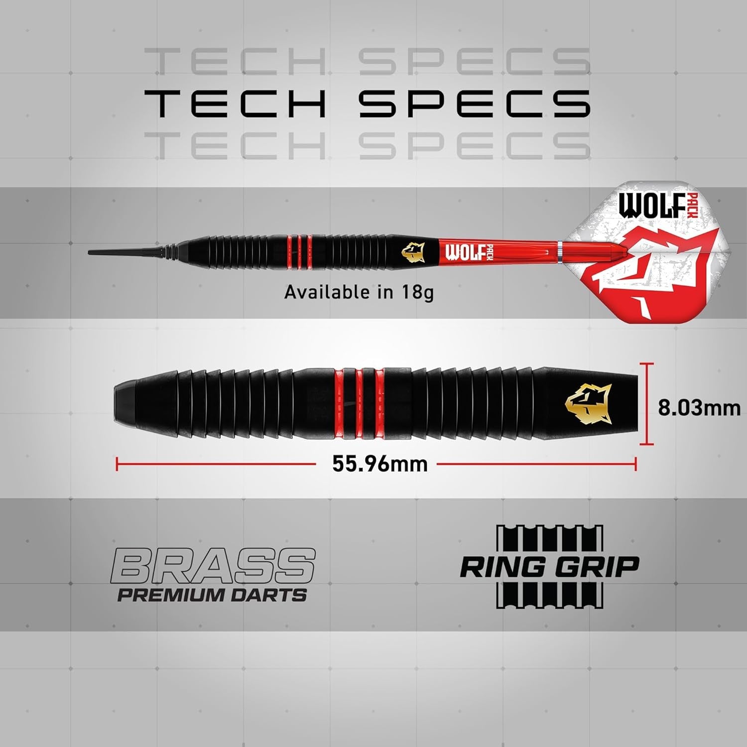 Wolf Pack Series Brass Darts Set with Flights and Shafts (Stems) Available in Steeltip and Softip