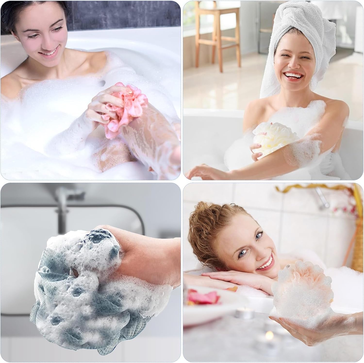 Soft Body Scrubber Bath Sponge,Shower Loofah(Light/Dark) (Light Colour/3Pcs)