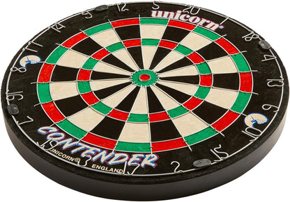 Easy Score Dartboard Darts Board | Contender Fun Learning Beginner Trainer | 2 X Bigger Trebles & Doubles | Competition Quality Sisal Bristle Board | round Wire Spider