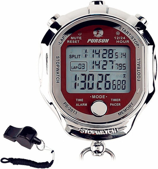 Stopwatch Timer, Digital Stop Watch with 0.001Second Timing, Metal 100 Laps Memory,  Large Dispaly Alarm Clock for Coach Sports Running Marathon