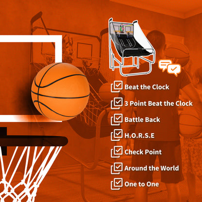 SPORTNOW Basketball Arcade Game with Double Hoops, Electronic Scorer