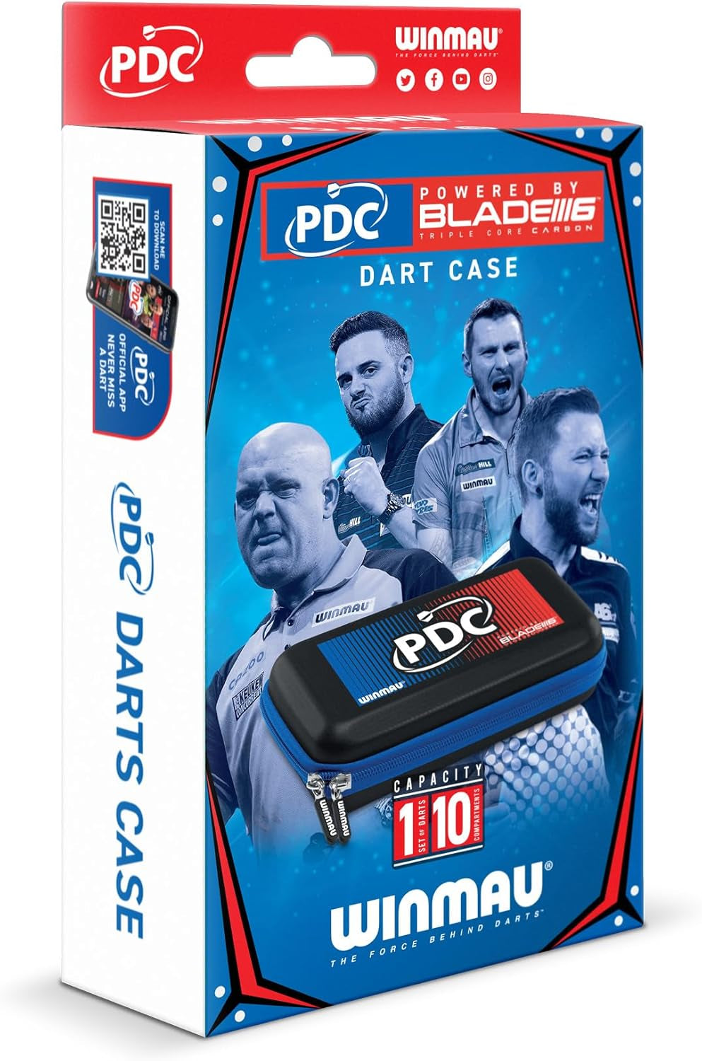 PDC Design Darts Case – Hard Dart Carry Case with Blue Zip | Holds 1 Set Fully Assembled Dart & Accessories | 10 Compartments | Durable Darts Storage & Organizer