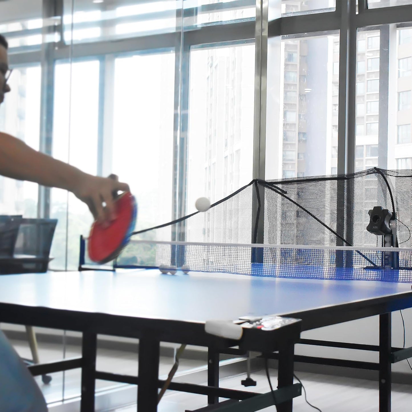 S6PRO Table Tennis Training Robot with Detachable Net, 100 Balls & Loopable Serve Function for Ping Pong Practice