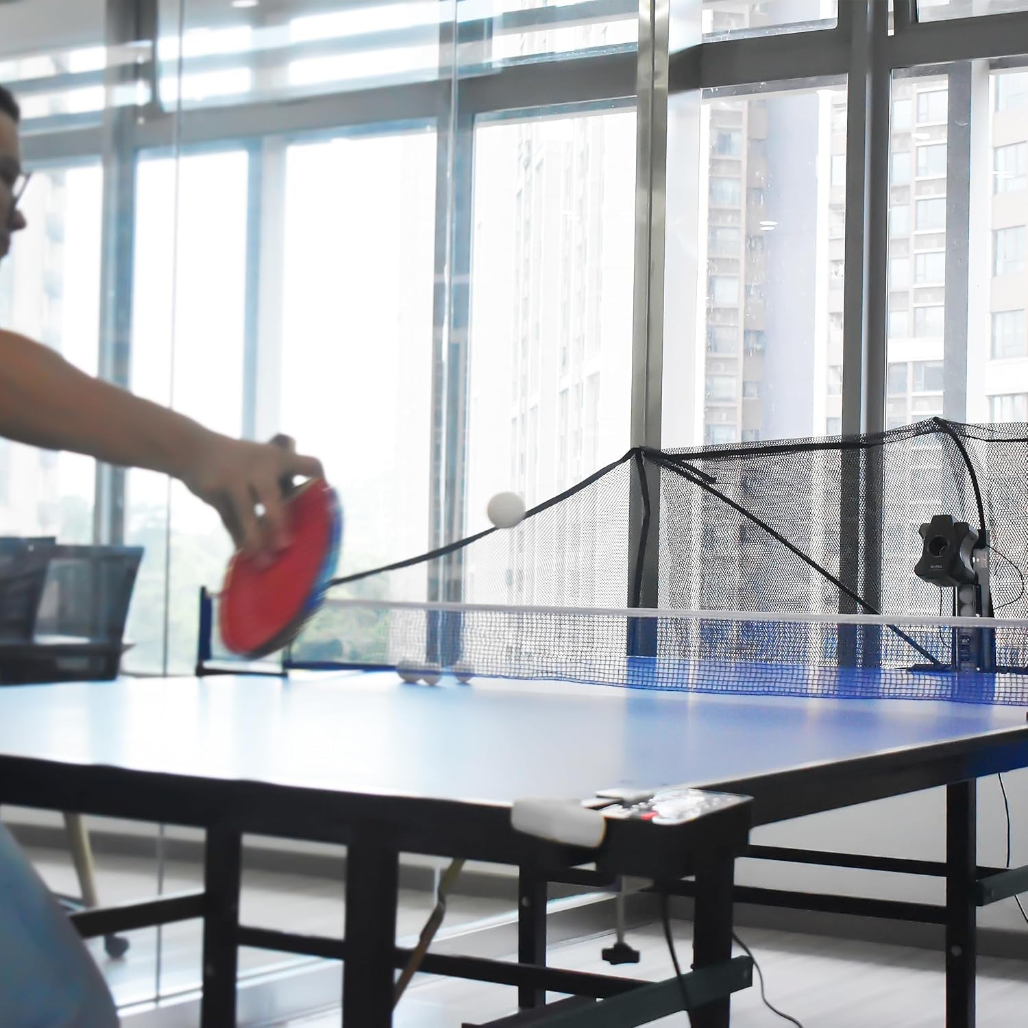 S6PRO Table Tennis Training Robot with Detachable Net, 100 Balls & Loopable Serve Function for Ping Pong Practice
