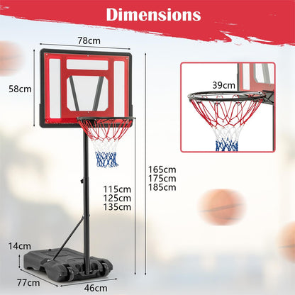 Swimming Pool Basketball Hoop Adjustable with Fillable Base and Wheels