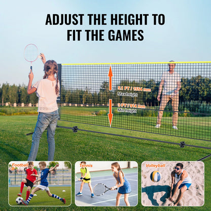 10/14/17FT Badminton Net Height Adjustable Volleyball Net Wide Foldable Pickleball Net Portable Easy Setup Tennis Net Set