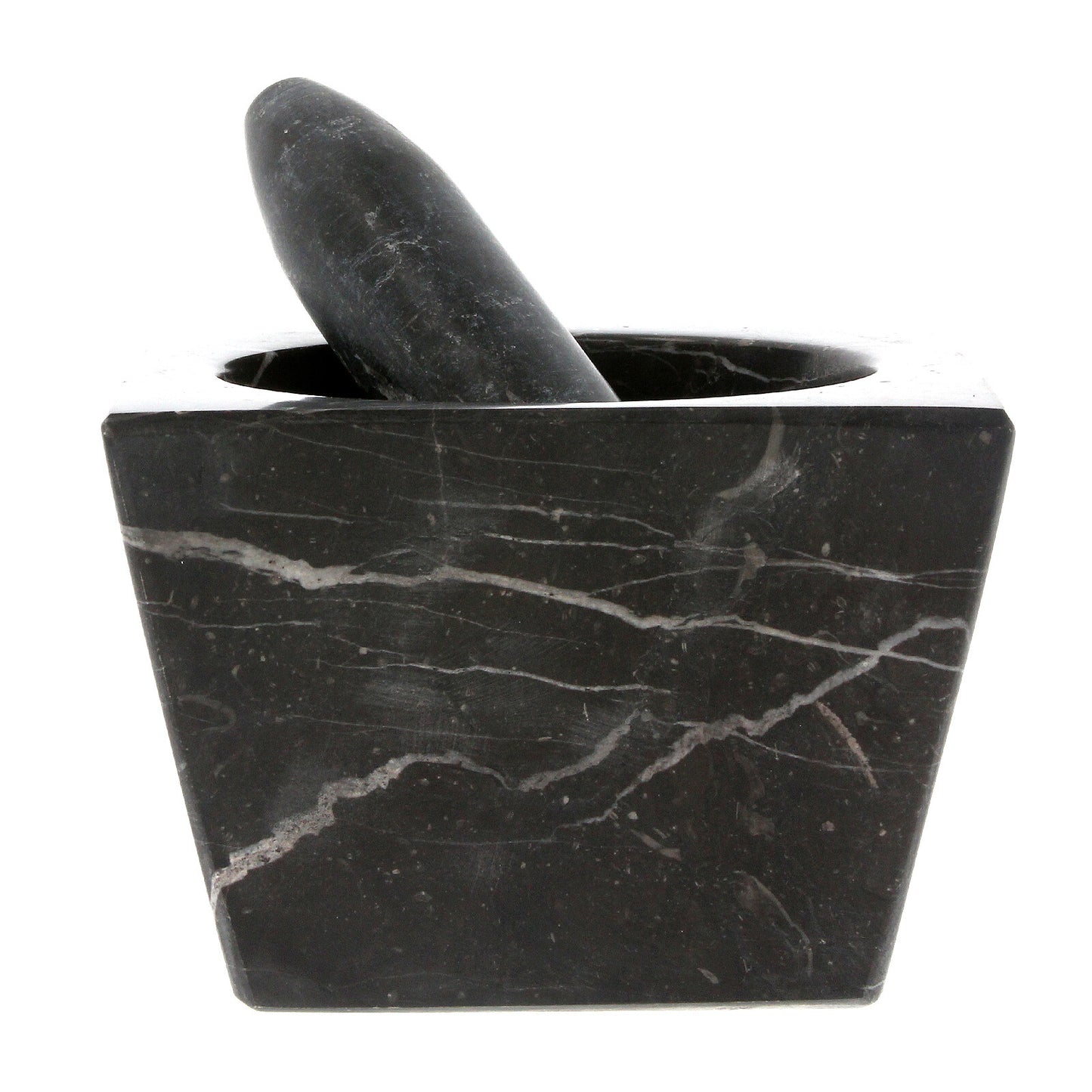 Pestle and Mortar Set Square Spice & Herb Crusher Grinder Black Durable Stone
