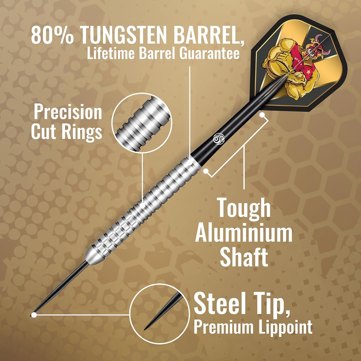 Darts Michael Smith Bully Boy Precision 80% Tungsten Pro Throwing Darts Steel Tip Set, Professional Designed Dart Flights for Women & Men Metal Tip Bar Darts for Adults