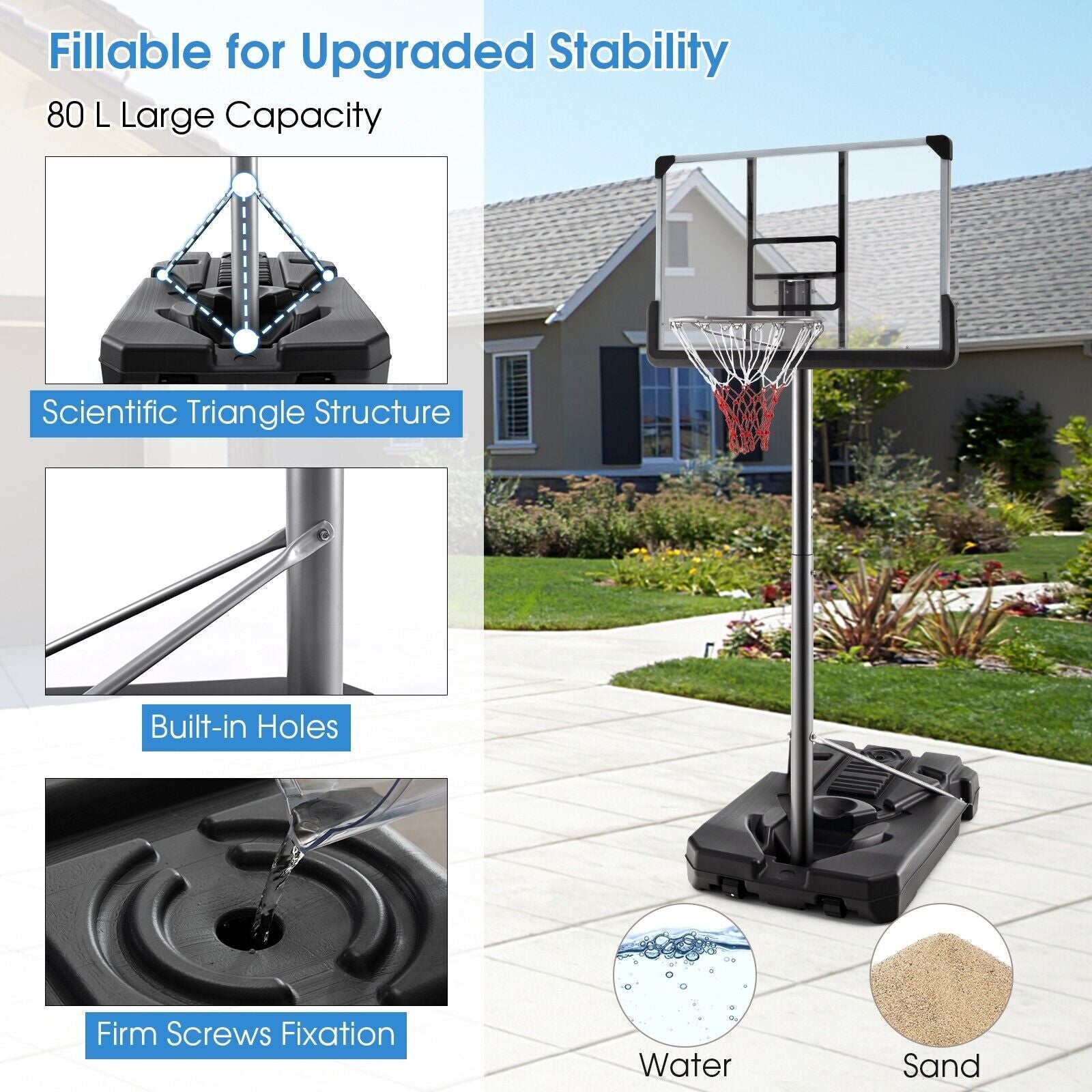 Adjustable Basketball Stand Basketball System Poolside Basketball Goal System