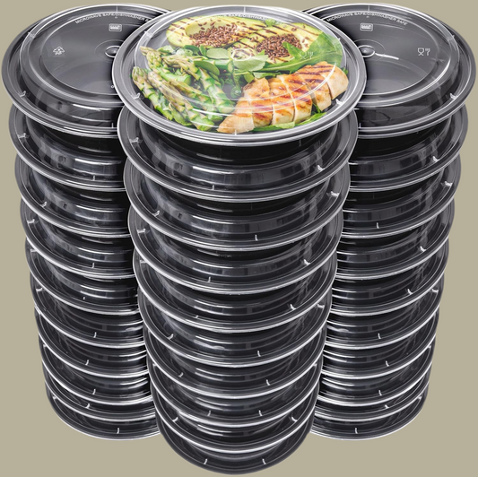 [30-Pack] Meal Prep Containers Reusable - Batch Cooking Plastic Food Containers with Lids - Microwavable Freezer Dishwasher Safe - Takeaway Lunch Box