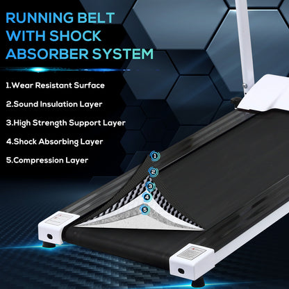 1-10Km/H Folding 1.25HP Treadmill Home Running Fitness Machine W/ Safety Stopper