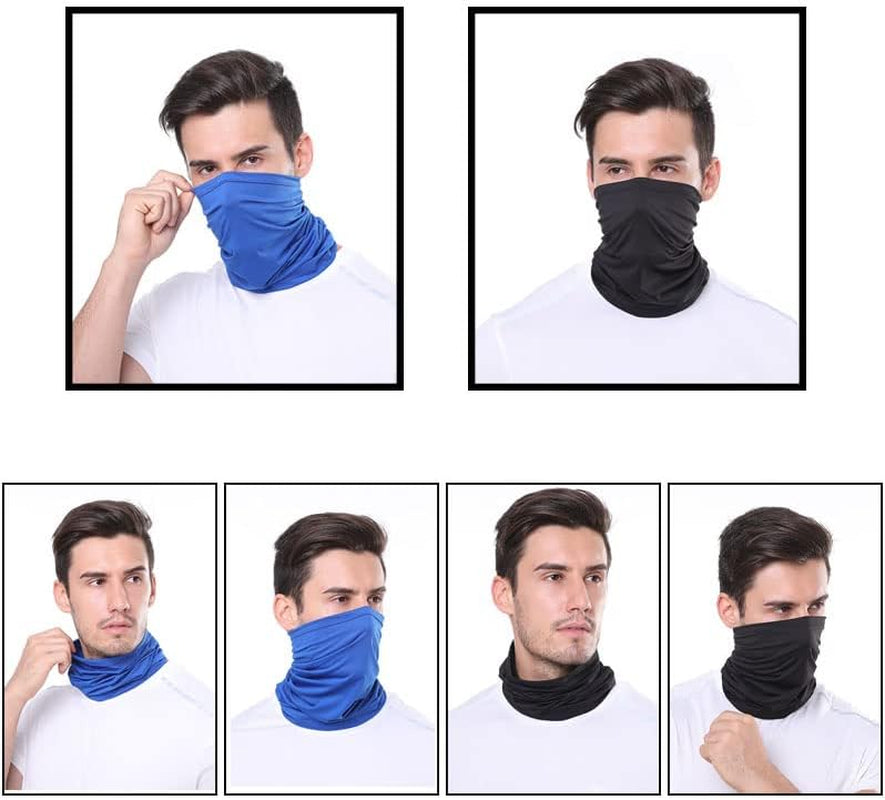 4 Sets of Snoods for Men, Neck Gaiters for Men, Neck Scarf, Snood, Universal Headband Elastic Headdress, Universal Windproof Neck Cover Scarf, Suitable for Camping, Running, Riding Motorcycles