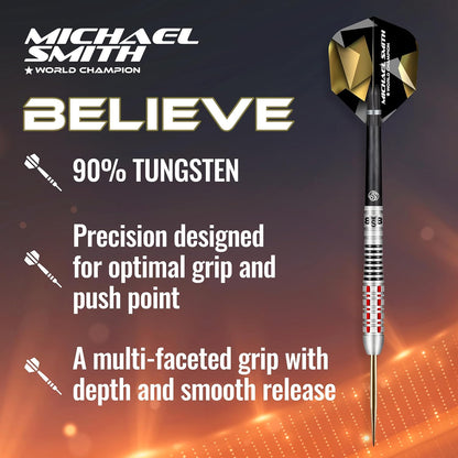 Steel Darts Michael Smith Bully Boy Believe 90% Tungsten Steeltip Darts High Quality Tungsten Darts Set with Shafts and Flights Made in New Zealand